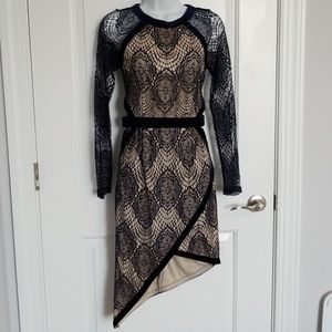 Missguided Lace Overlay Assymetrical Dress